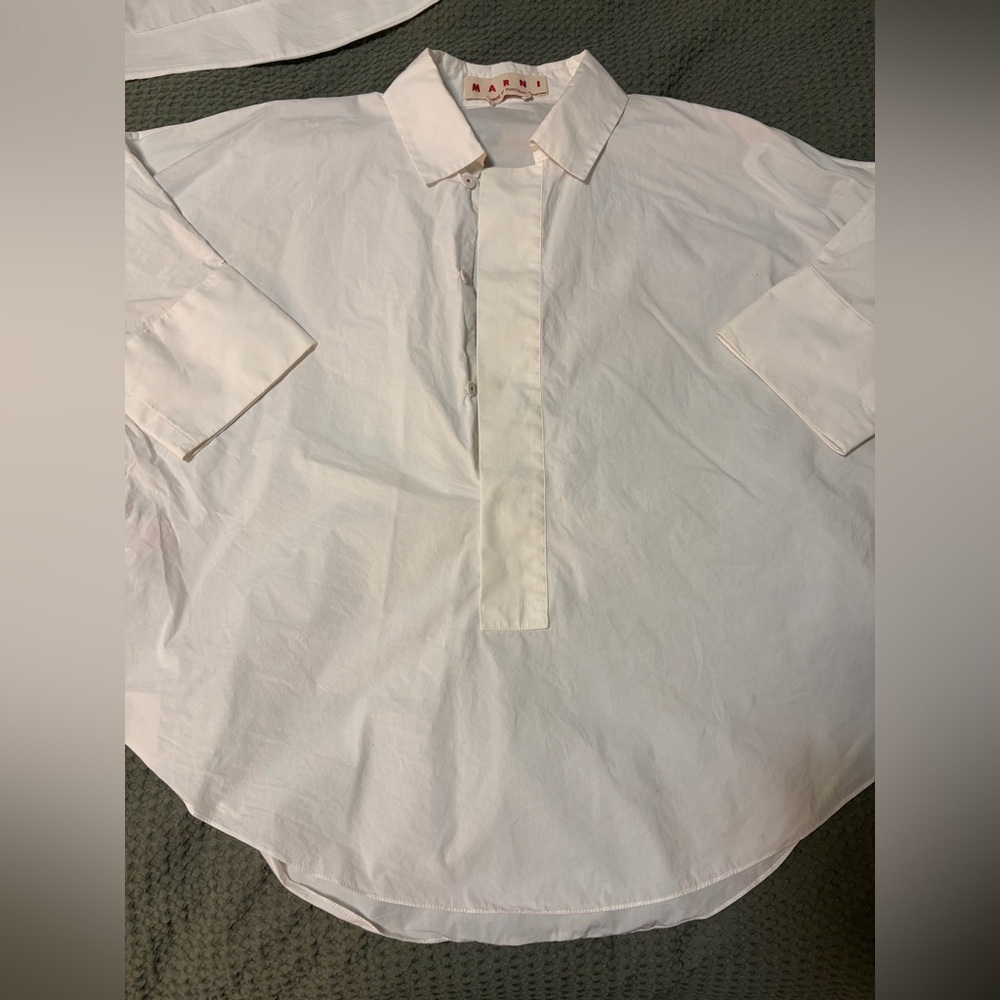 Marni Oversized White Cotton Button-Down Shirt